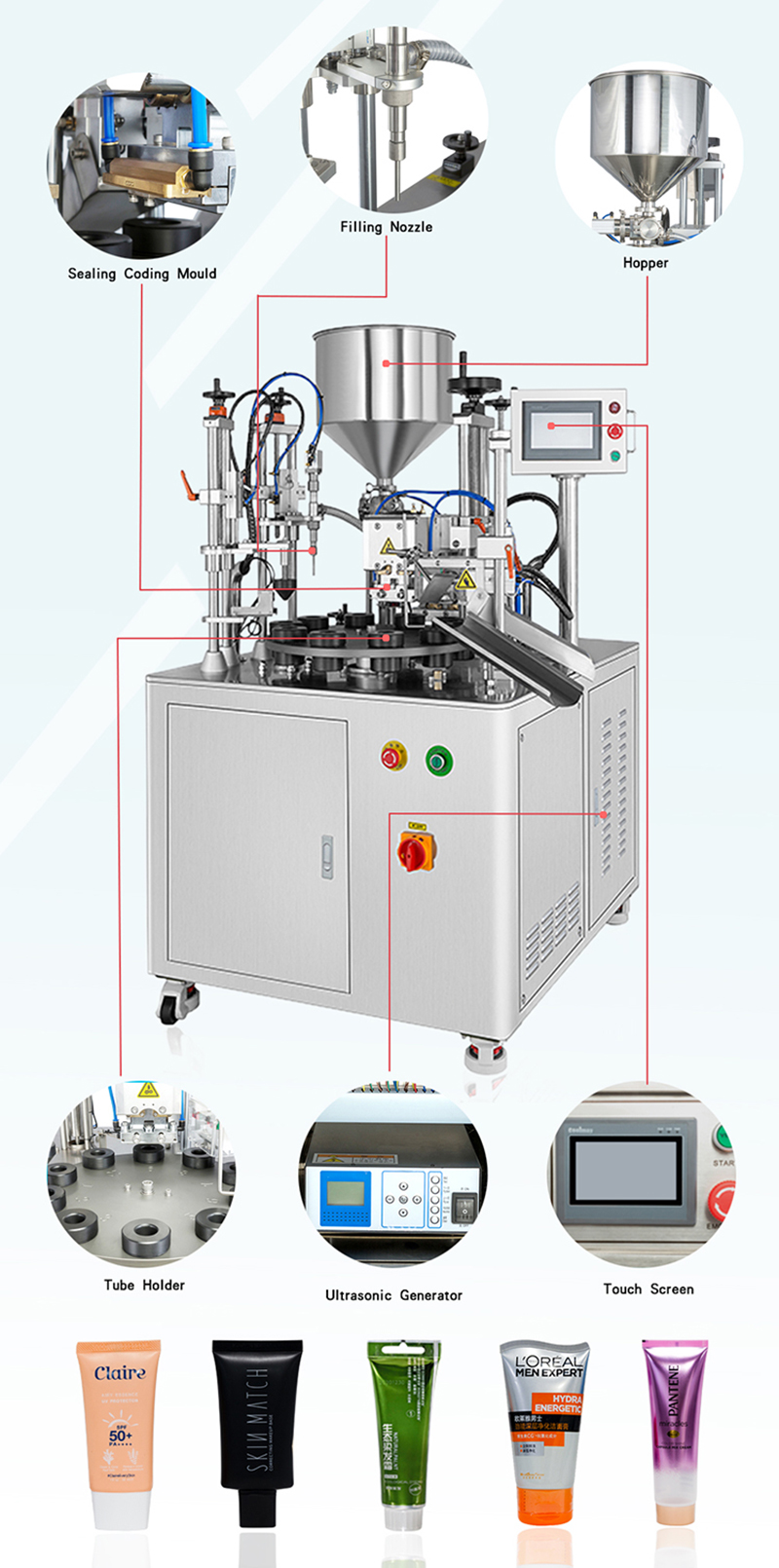 VK-TFS-006U Semi-Automatic Ultrasonic Filler Sealer Machine Details